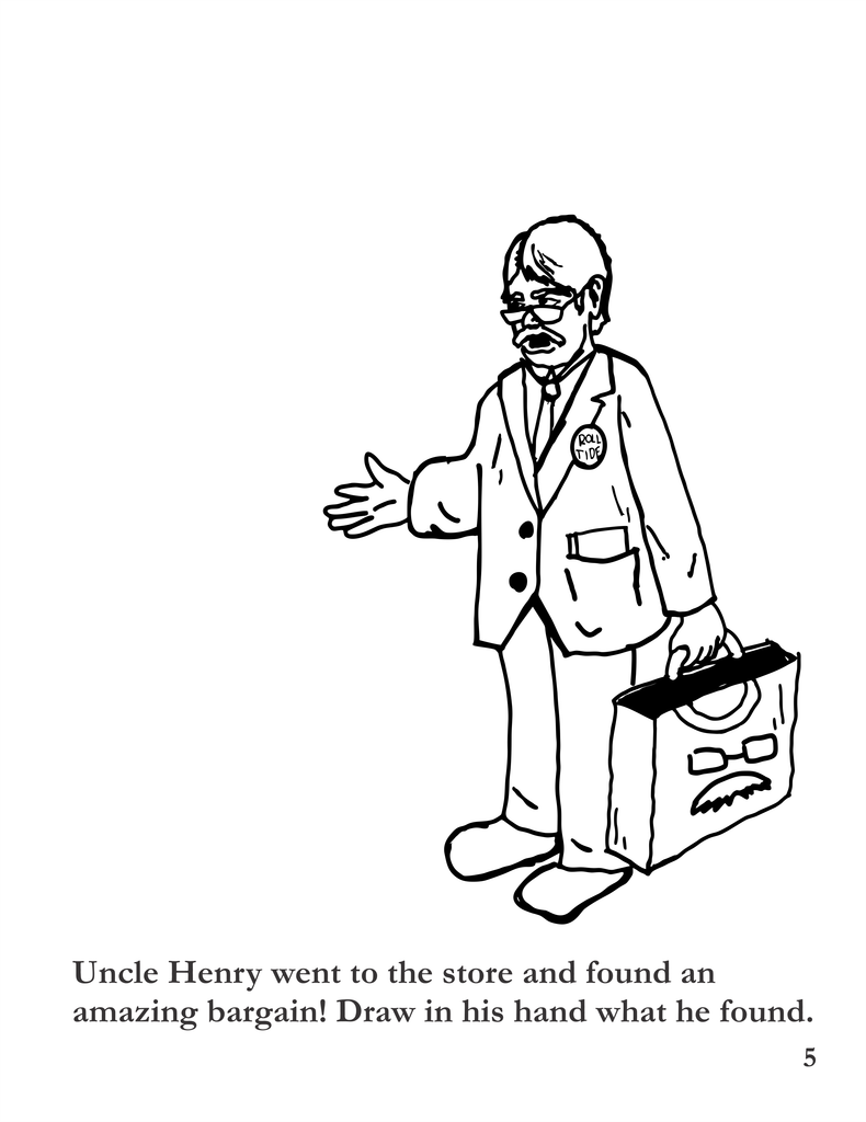 Uncle Henry goes to the store- coloring page.
